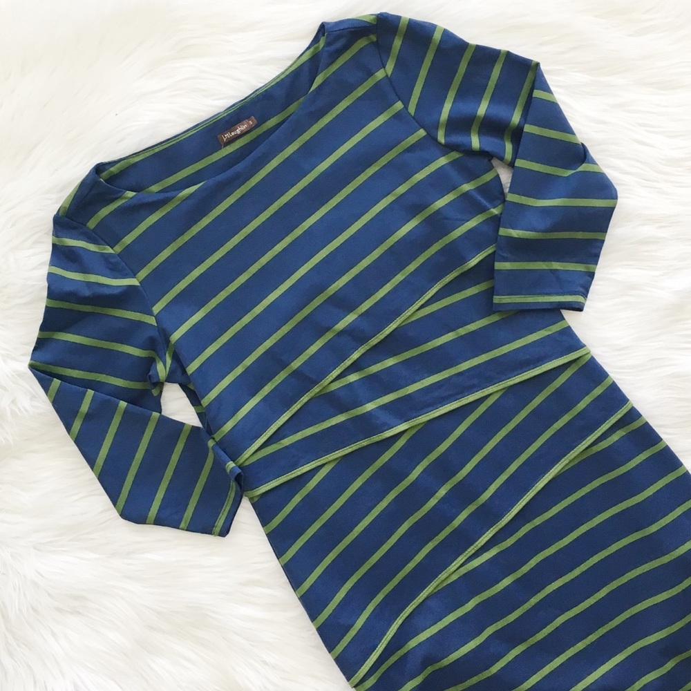 J.Mclaughlin Striped Blue Green Nicola Dress